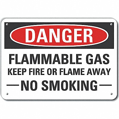 Alum Flammable Gas Danger Sign 10x14in