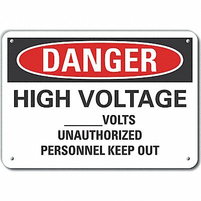 Rflct High Voltage Danger Sign 7x10in