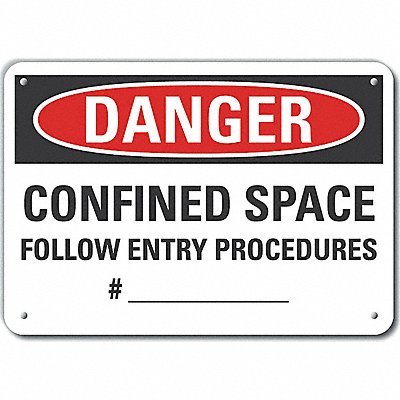 Rflct Confined Space Danger Sign 10x14in