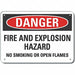 Rflct No Smoking Dangr Sign 10x14in Alum