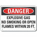 No Smoking Danger Sign 10x14in Plastic