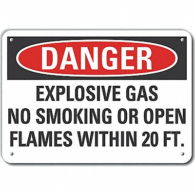 Alum No Smoking Danger Sign 7x10in Alum