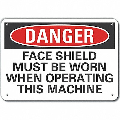 Face Mask Danger Sign 7x10in Plastic