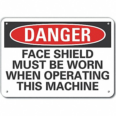 Rflct Face Mask Danger Sign 7x10in Alum