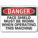 Rflct Face Mask Danger Sign 7x10in Alum