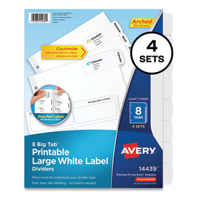 DIVIDER,WH,LG,8TAB,4,DIV
