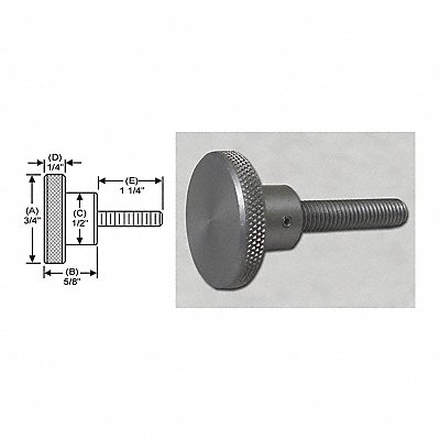 Knrl Knob Stud 1/4-28 3/4 Dia 1.25 Std