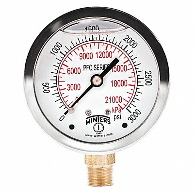 Qual Ss/Br Gauge 2.5 1/4Lm 3000Psi/Kpa