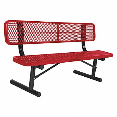 Portable Comm. Park Bench W/ Back Red