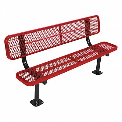 Surface Mnt Park Bench W/ Back Red