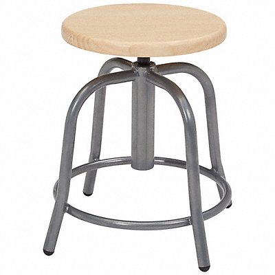 Adjustable Stool Wood Seat Gry Frame 18 