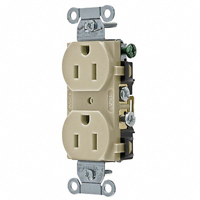 Receptacle Ivory 15 A 2P3W Side 1PK
