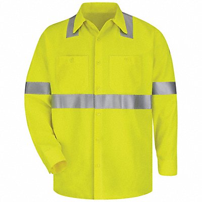 D9268 FR Lng Slv Shirt HiVis Ylw/Grn LT Button