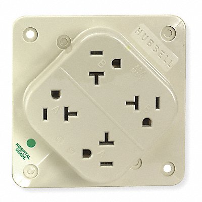 Receptacle Ivory 20 A 2P3W Back 1PK