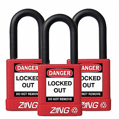 D8963 Lockout Padlock KA Red 1-3/4 H PK3