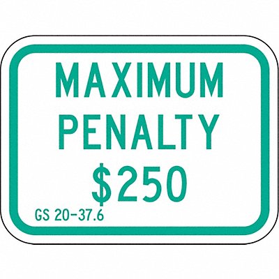 Fine  Penalty Parking Sign 9 x 12 