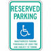 ADA Handicapped Parking Sign 18 x 12 