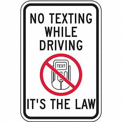 No Texting Traffic Sign 18 x 12 