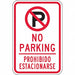 No Parking Sign 18 x 12 