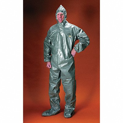 Hooded Coverall w/Attached Boot Gray 2XL