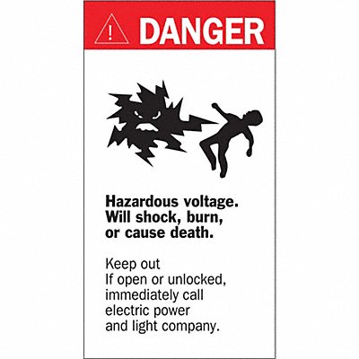 Hazardous Voltage Label 8in x 4.5in