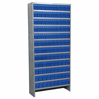 Enclosed Bin Shlvng 12x79x36in Blue