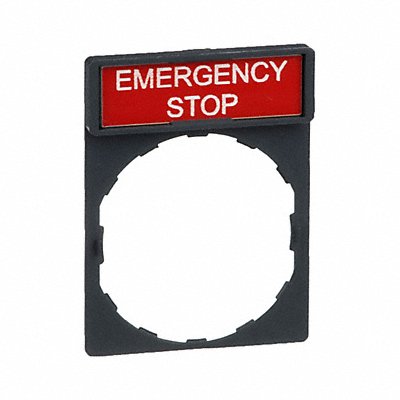 Legend Plate Emergency Stop White/Red