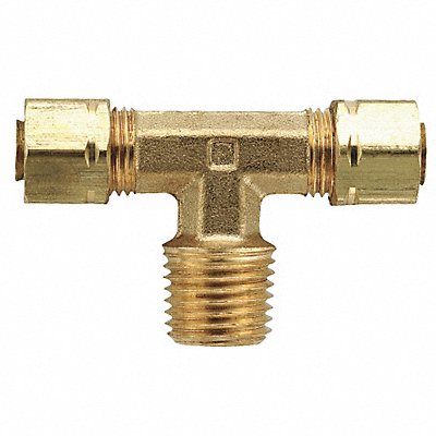 Branch Tee Brass CompxM 1/4Inx1/8In PK10