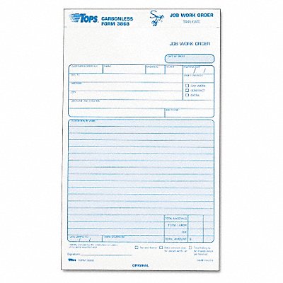 Work Order Forms 3-Part Carbonless PK50