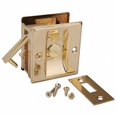 Pocket Door Privacy Lock-Bright Brass