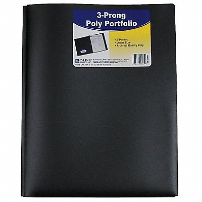 Poly Portfolio Folder w/Prongs Blk PK25