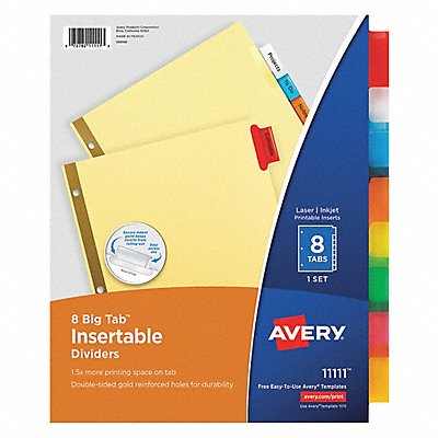 Binder Divider Insertable Multicolor