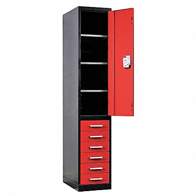 Wrdrb Lockr Solid 1 Wd 1 Tier Red/Black