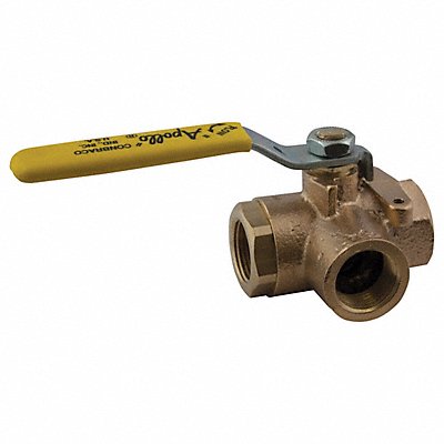 Bronze Ball Valve 3-Way FNPT 1/2 in