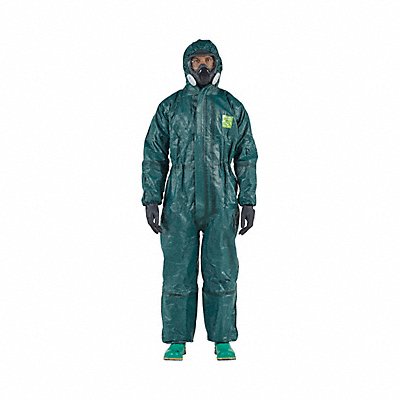 Hooded Coveralls M Grn Non-Woven Lam PK6