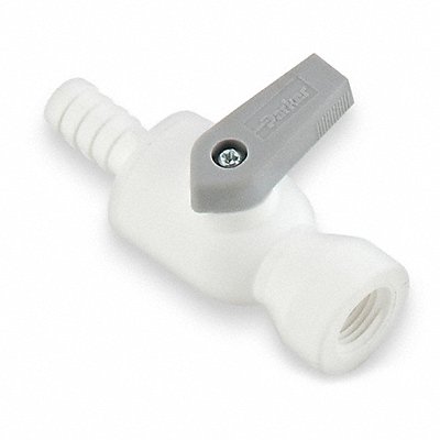 Valve Barbed Female Elbow 3/8 Wht Poly 