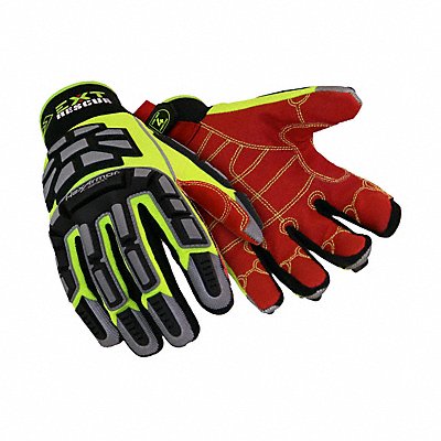 Safety Gloves Black/Hi-Vis Grn/Red XL PR