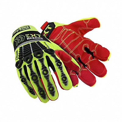 Safety Gloves Black/Hi-Vis Grn/Red XL PR