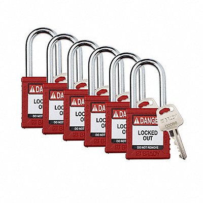 Padlock 6 Pins Red PK6