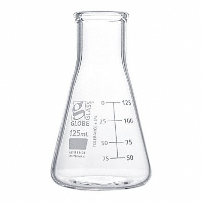 Erlenmeyer Flask 125 mL 115 mm H PK12