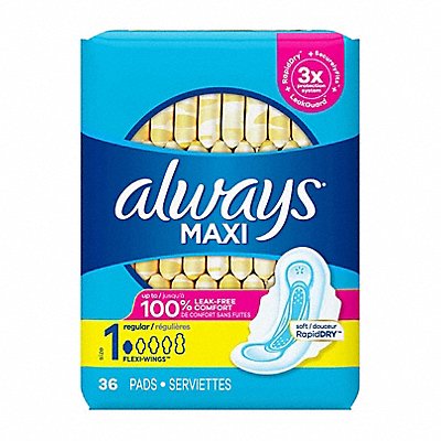 Sanitary Napkin w/Wings 6 3/4 in L PK6