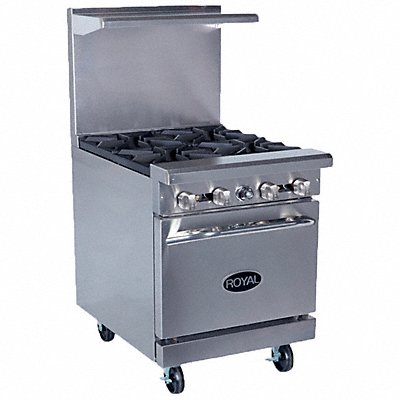 Wide Gas Range/Oven 4 Burner Silver 24 W