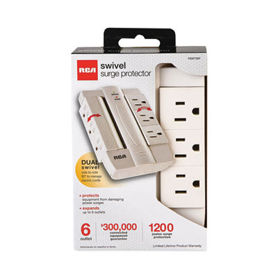 SURGE,6 OUTLET SWIVEL,WH