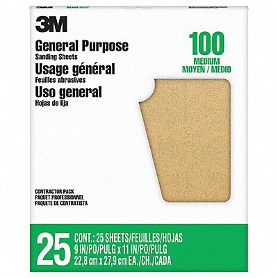 Sandpaper Sheet 100 Grit 9 W PK25