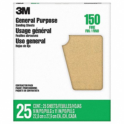 Sandpaper Sheet 150 Grit 9 W PK25