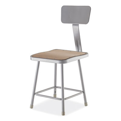 STOOL,18"H,BACK,GY