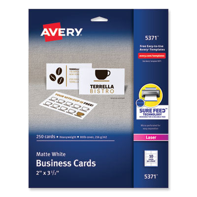 CARD,BUS,LSR,250/PK,WHT