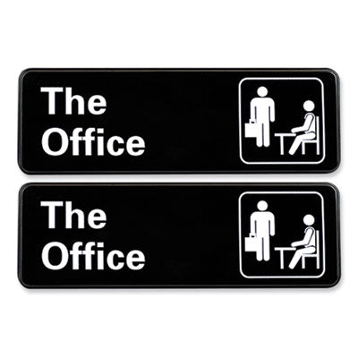 SIGN,OFFICE,9X3,BK/WH