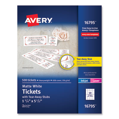 TICKET,TEAR AWAY,5PK/C,WH