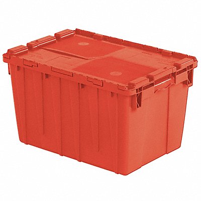 E3369 Attached Lid Container Red Solid HDPE